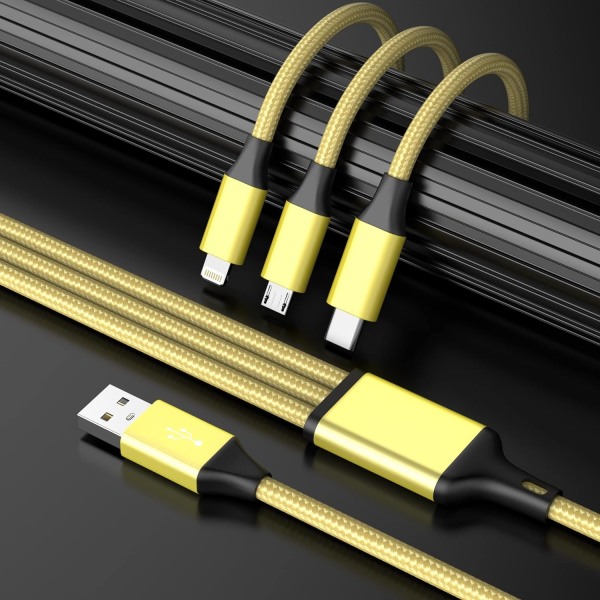 Multi Laddningskabel, (2 Pack 4FT) Multi USB Laddningskabel Nylon