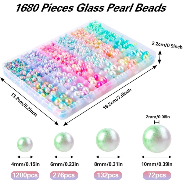 Multicolored Pearl Beads - Runda glaspärlor för smyckestillverkning