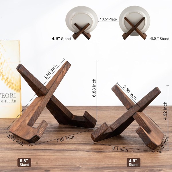 Tallrikställ för visning - Set med 2 löstagbara träbordsstafier för tallrikar och tavelramar