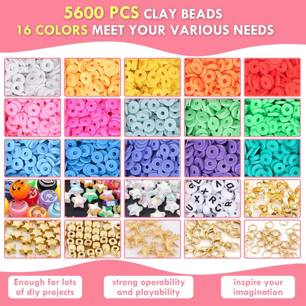 5600 st Clay Beads Armbandstillverkningssats - Smycketillverkningssats