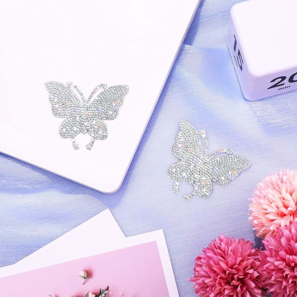 Crystal Car Stickers Butterfly Bling Crystal Rhinestone Bildekal (4 delar)
