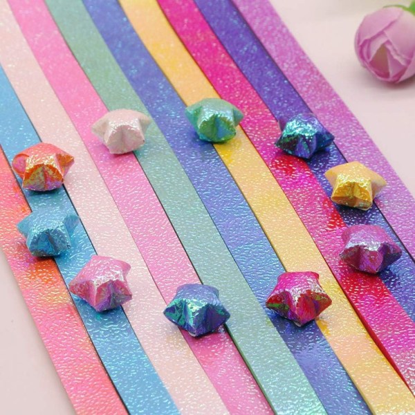 200 ark Glitter Origami Stars Pappersvikbara remsor - DIY-papper för hantverk