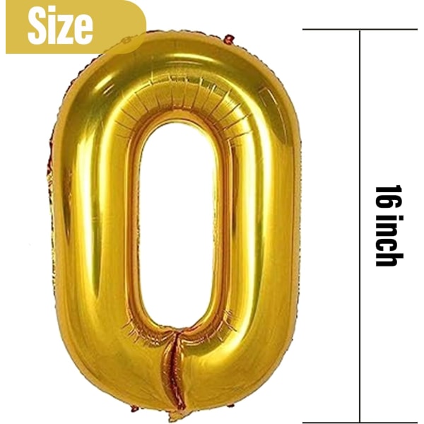 Stora gyllene nummer födelsedagsballonger - 16 tum jätte heliumfolie