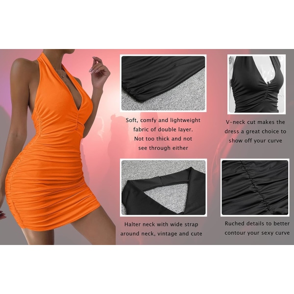 Sexig Halter Neck Ruched Backless Mini Club Dress - Night Out Party