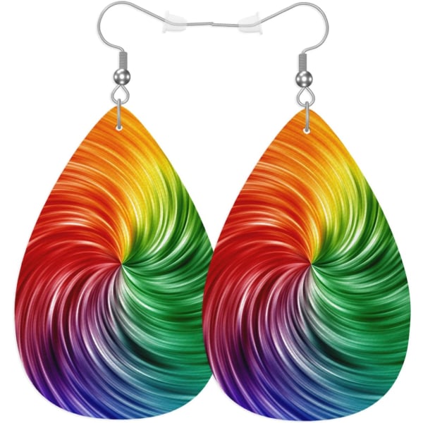 Örhängen för kvinnor Rainbow Vortex, Färgglada Rainbow Geometriska Stripes Lines
