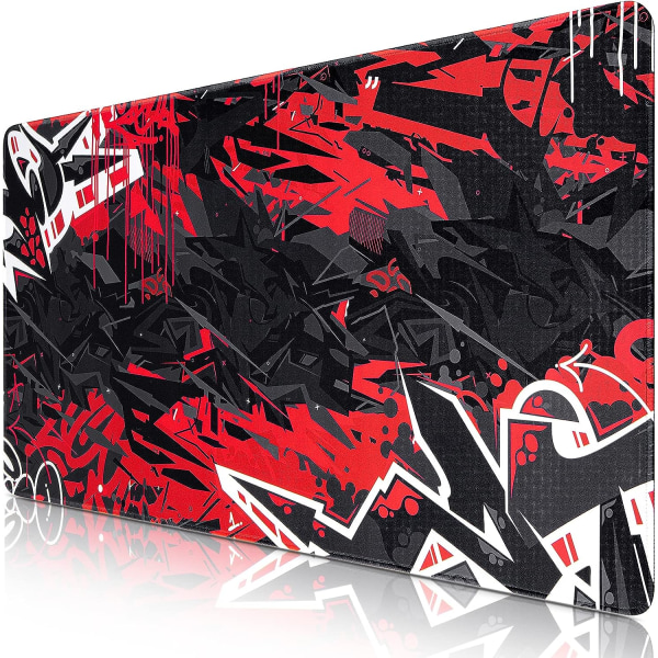 XXL Gaming Mouse Pad - Stor skrivbordsmatta för hemmakontorsspel (svart röd)