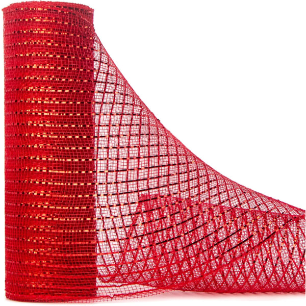 Julgransband, rött metalliskt mesh , 10 tum x 30 fot (10 yard), rött