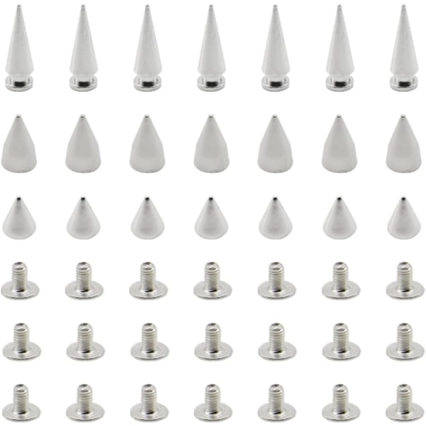 Cone Spike Dubbar med skruv (120 set) - metallnitar för gör-det-själv hantverk och kläddekoration