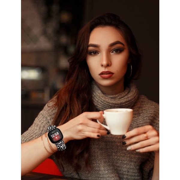 Printed tygmönster Scrunchie -armband för Fitbit Versa 3/Sense Smart Watch