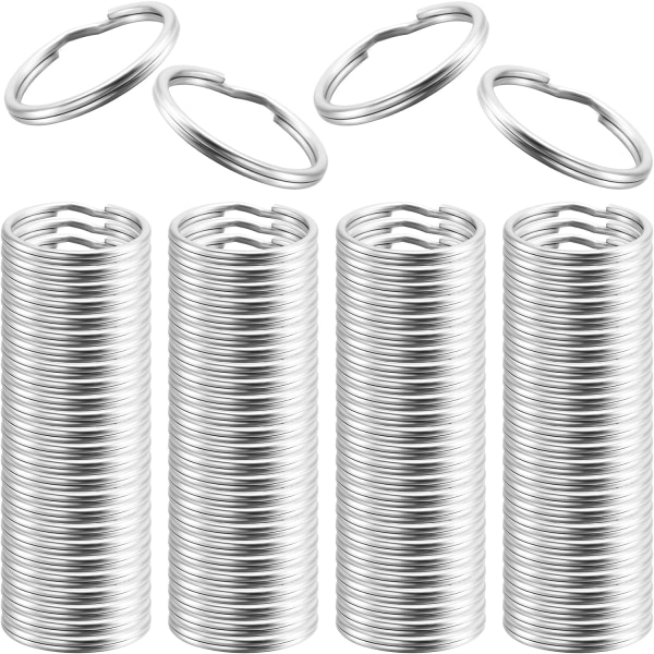 100 Pack Nyckelring Rund Hoop - Små metalldelade ringar för nycklar och hantverk