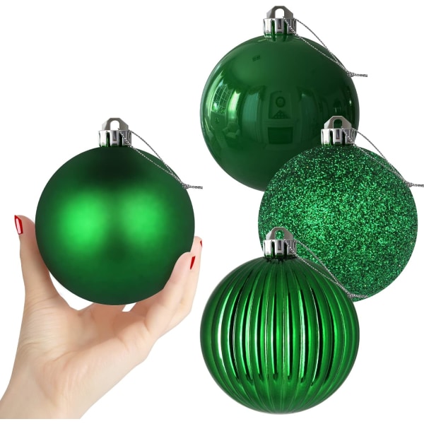 Emerald Green 4,0" stora julkulor - julgransprydnader