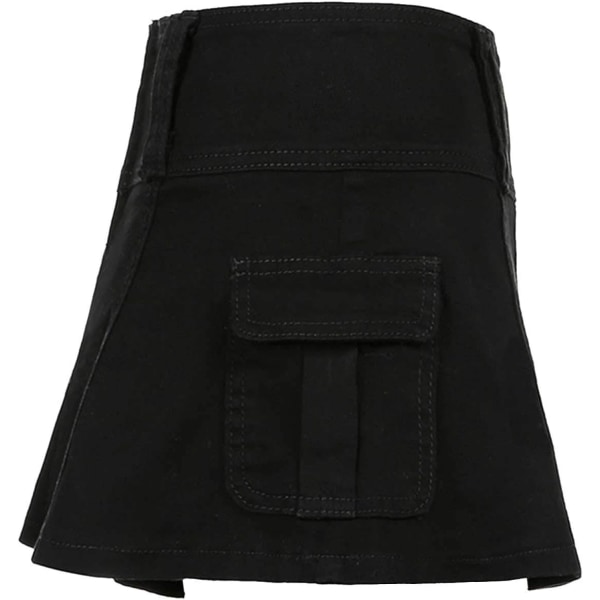 Kvinnor Låg midja Plisserad kjol Y2k Cargo Kort jeanskjol Casual Mini A-linje