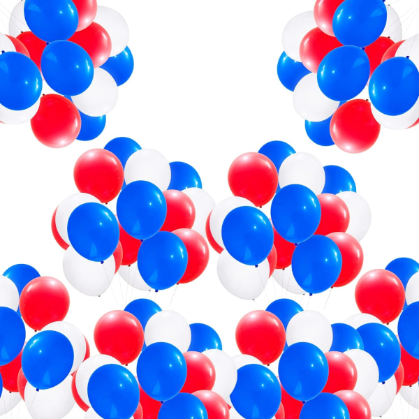 100 st 5 tum Röd Vit Blå Ballonger - Patriotiska Festballonger