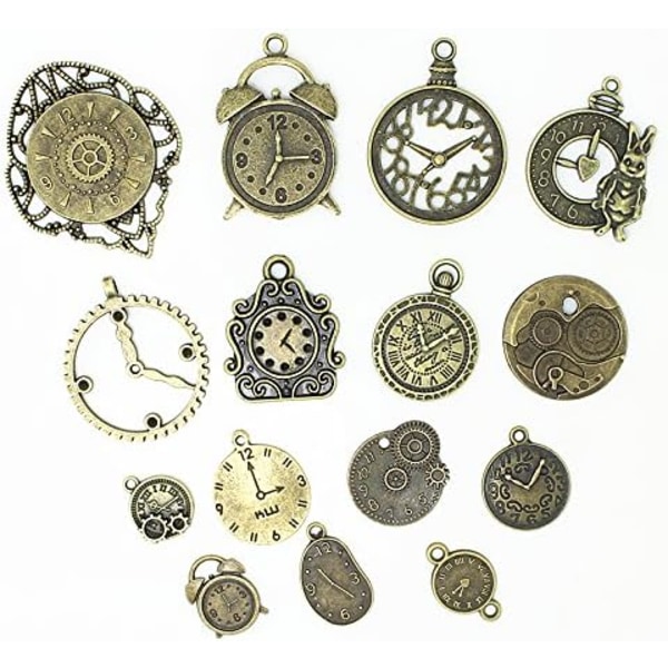 Klockhängande Charms Set: Flerfärgad antik brons Steampunk Gear Cog Wheel Charms