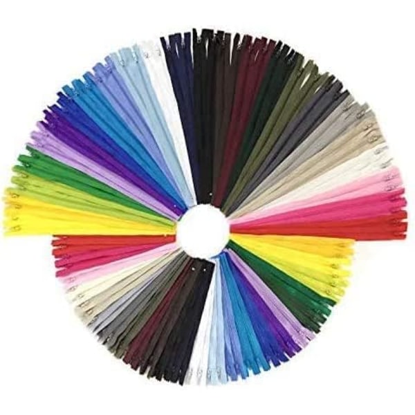 Flerfärgade nylon - 48 st 6-tums och 10-tums blixtlås för sömnad och hantverk (24 färger)