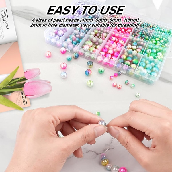Multicolored Pearl Beads - Runda glaspärlor för smyckestillverkning
