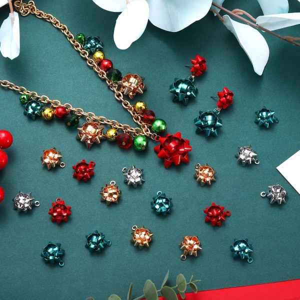 25 st julberlocker för smyckestillverkning - rödgrön julrosetthängen för DIY-hantverk