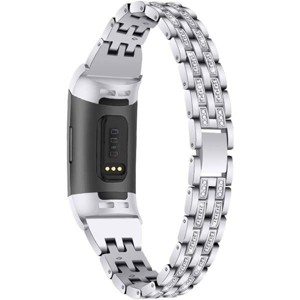 Metal Bands Bling Bling Rhinestone Armband för Fitbit Charge 4/Charge 3