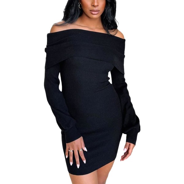 Gothic Off Shoulder Mini Dress - Aesthetic Stripe Bodycon