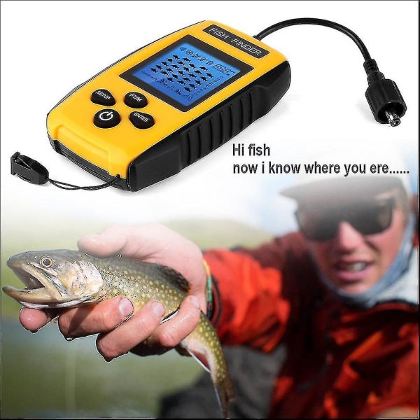 Fish Finder Bärbar 100m Bärbar Ekolod Lcd Lure Ekolod Fishing Finder Transducer Detektor Fishfinder För utomhusbruk