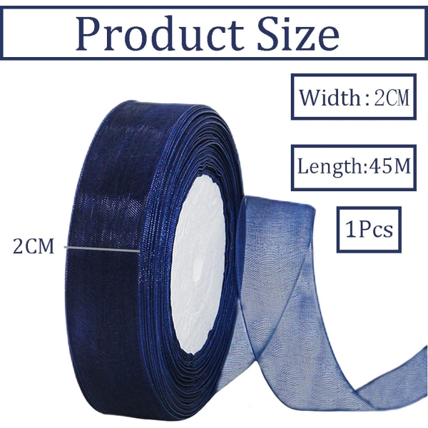 Skirt mörkblått organza chiffongband (20 mm): presentförpackningsband