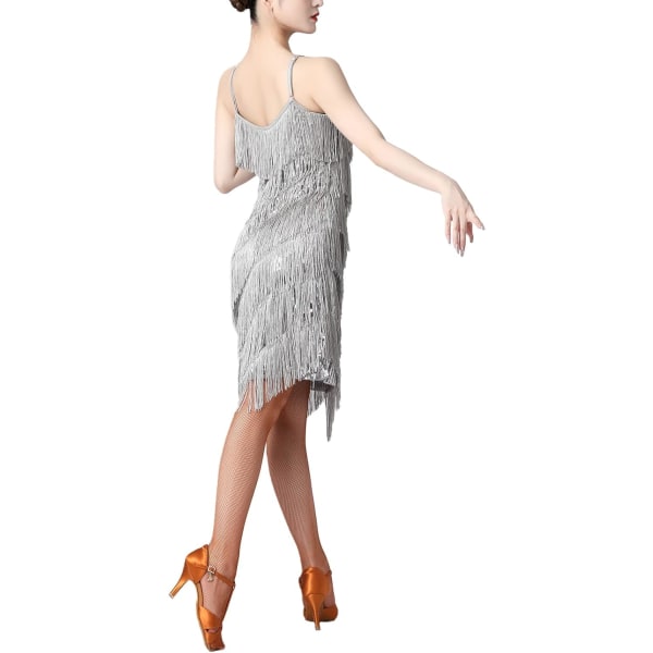 Klänning med klaffklänning för kvinnor 1920-talspaljett tofs Latin Party Cocktail Dress Ballroom