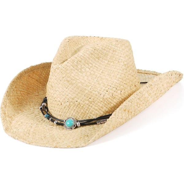 Cowboyhatt i vävd strå för män och kvinnor Western Outback-hatt Formbar bred brätte