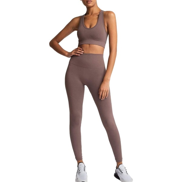 Träningskläder för kvinnor 2 delar Yoga Set Gym Träning Sömlösa Yoga Leggings