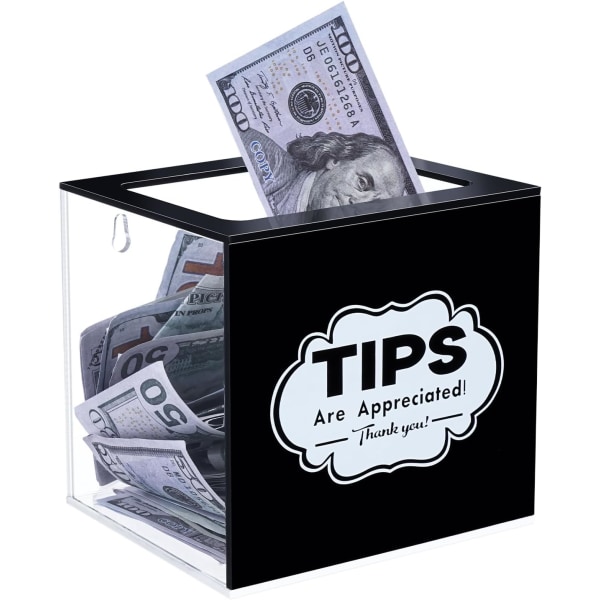 Akryl tipsburk för pengar - insamling, donation och kontanttipsburkbehållare