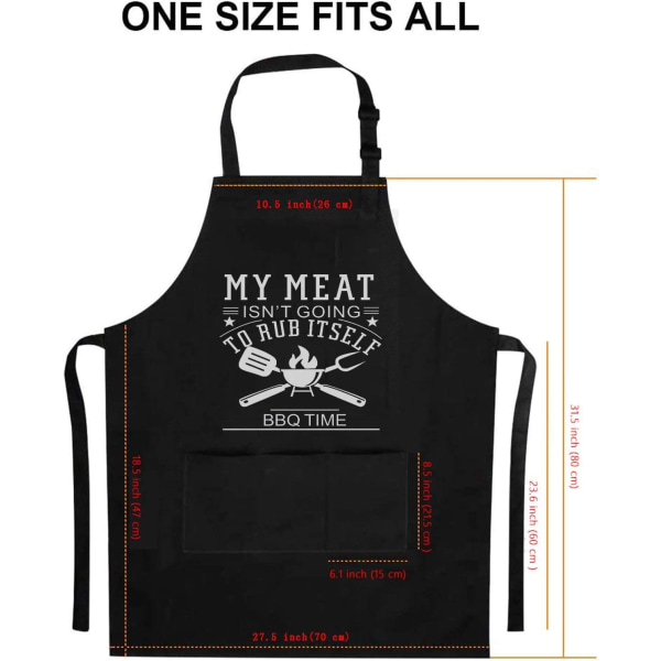 Roligt grillförkläde för män - mitt kött kommer inte att gnugga sig - en one size
