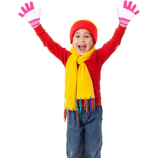 Stickade handskar för barn - 3 par för varm vinter