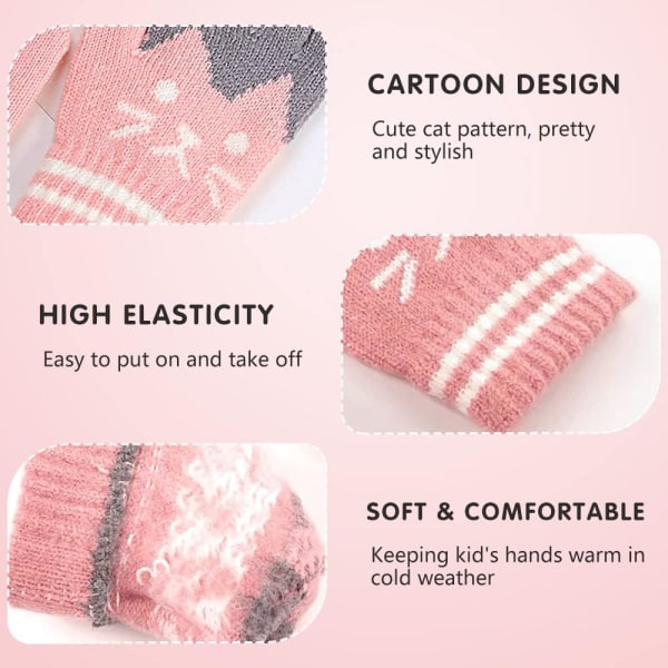 Kids Winter Cat Gloves - Thermal Fluffy Mittens