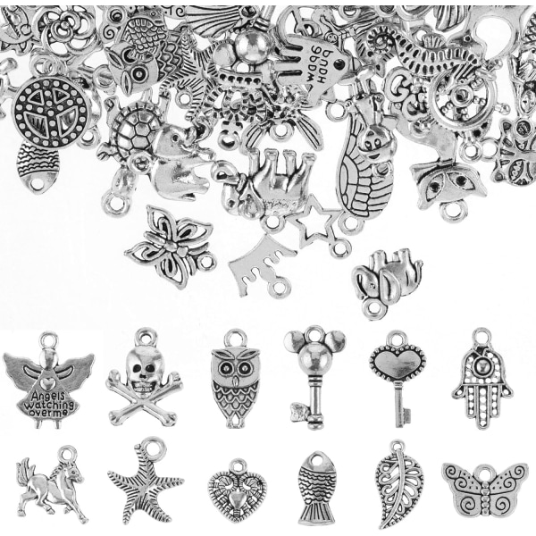 Smyckenstillverkning Berlocker Blandade legeringshängen - 100 st