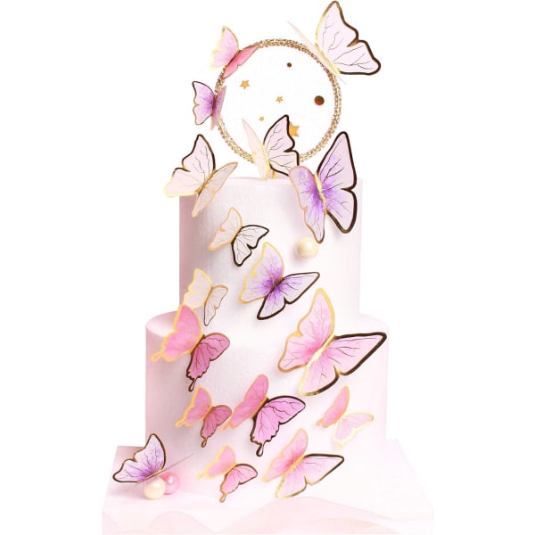 60st Butterfly Cupcake Toppers - Födelsedagstårta dekoration