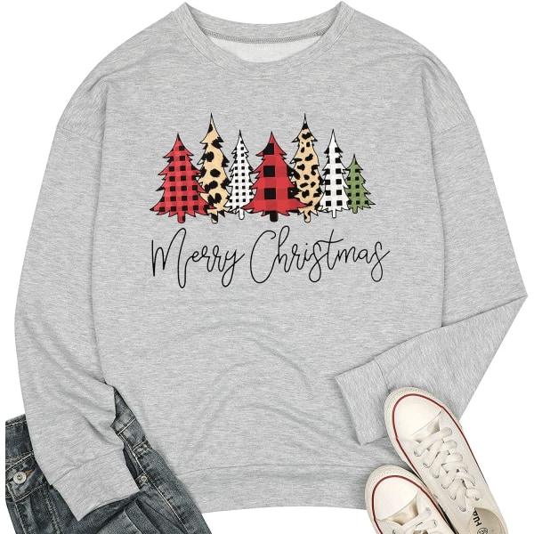 Merry Christmas Sweatshirts för kvinnor Christmas Tree Grafisk Pullover