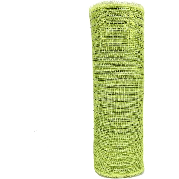 10" Lime Green Mesh Band 10 Yards Dekor Poly Band med metallfolie för