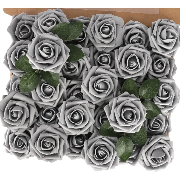 Konstgjorda blommor, 30 st Real Touch Fake Roses Blommor för bröllop DIY