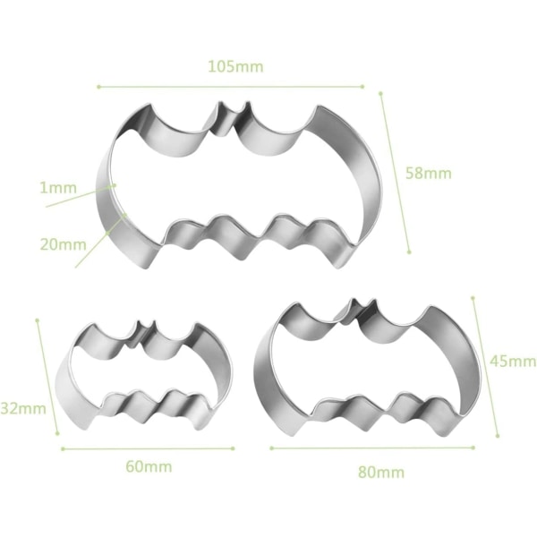 3-delad Halloween kakskärare set - rostfritt stål form