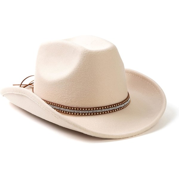 Män och kvinnors filt med bred brättad Western Cowboy Outdoor Fedora-hattar med bälte
