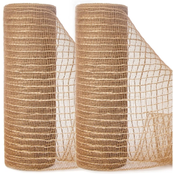 2 rullar Burlap Mesh Ribbon, 10 tum x 30 fot (10 yard) varje rulle, naturlig med