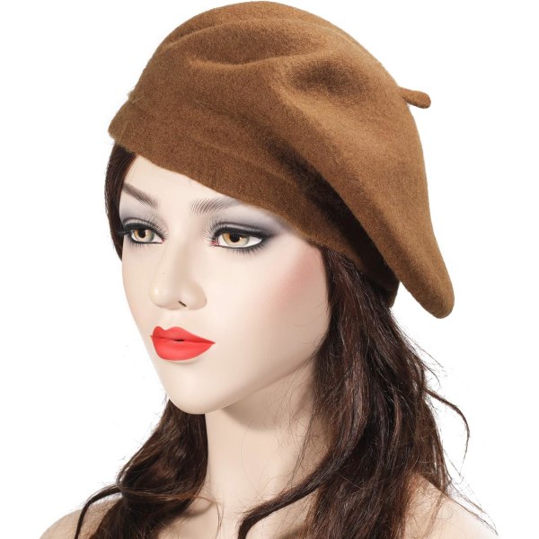 Fransk baskerhatt i ull enfärgad cap för kvinnor, flickor