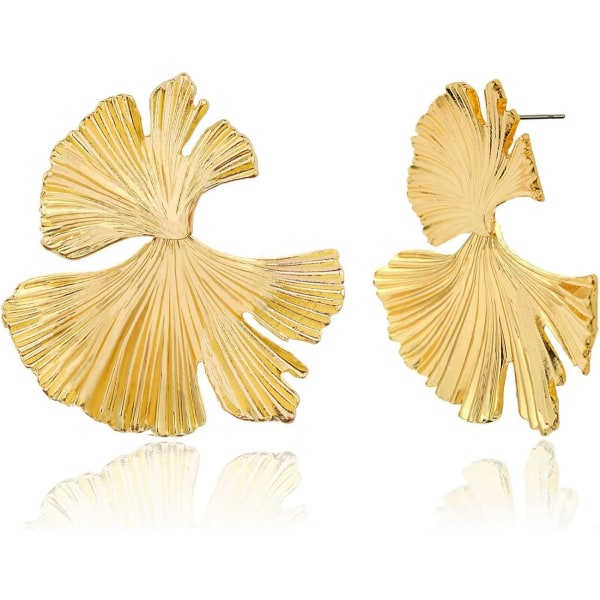 Ginkgo Leaf Flower Örhängen, Guld GeometricStatement Örhängen för