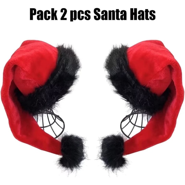 Black Hat - Adults Deluxe Black And White Xmas Christmas Hat Pack 2 st
