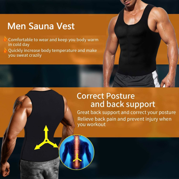 Bastu Sweat Vest Workout Linne Waist trainer för män Kompressionsträning