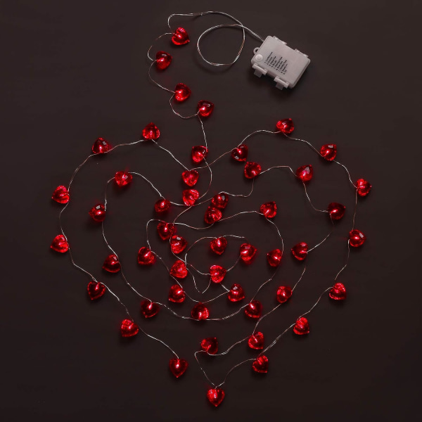 Alla hjärtans dag inredning 50 LED-diamantslipade rött hjärta glimtfe 2f57  | Fyndiq