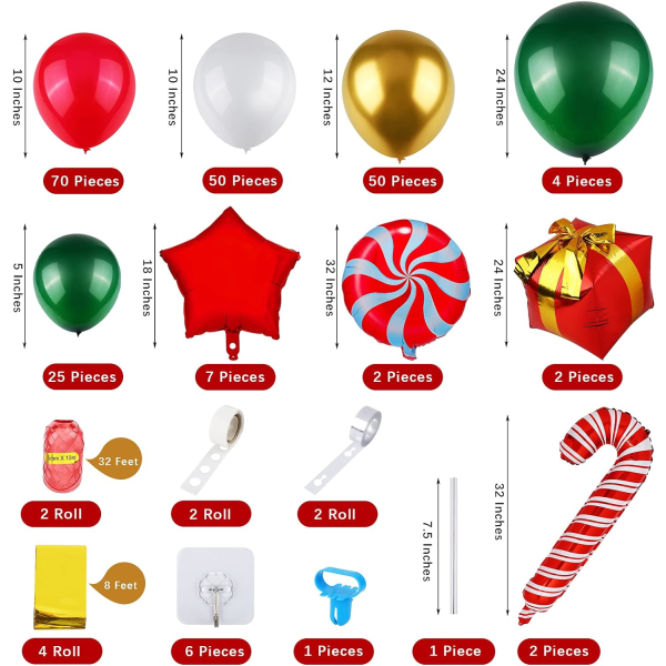 Christmas Balloon Garland Arch Kit 233 bitar med godisballonger