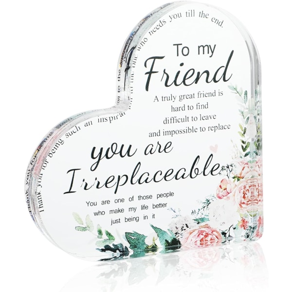 Vänskapspresentplakett - Akrylhjärtaminne för vänner