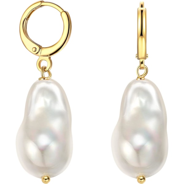 925 Sterling Silver Pearls Drop Dingle Örhänge 18K guldpläterad