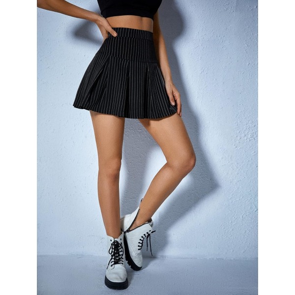 Damer casual hög midja plisserad mini kjol Skater tennis kjol