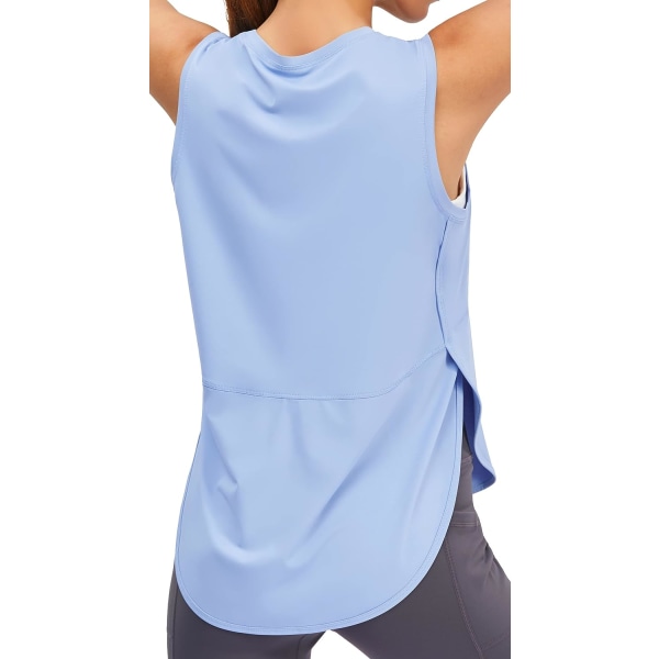 Ice Silk träningslinnen för kvinnor Cool-Dry ärmlösa yogaskjortor med lös passform